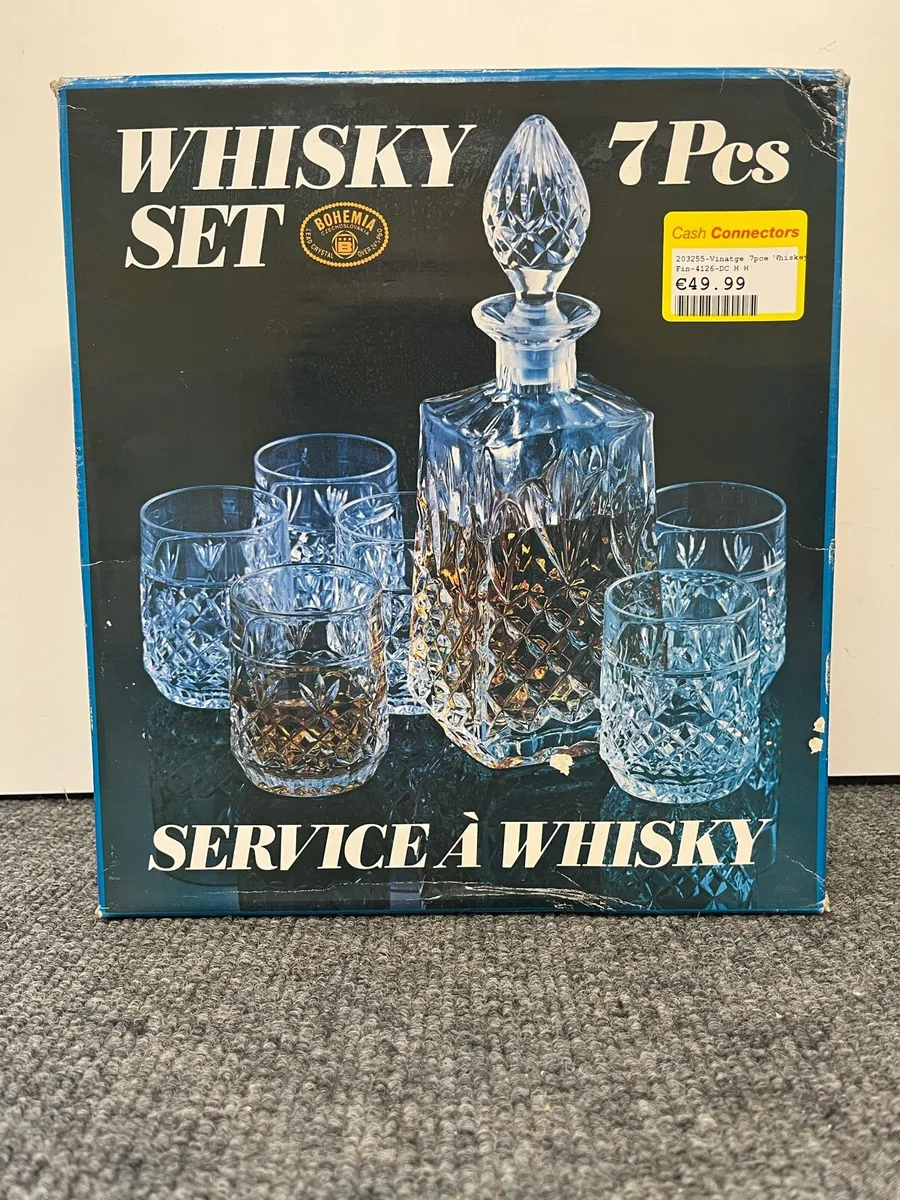 Vintage 7 Piece Whiskey Set Lead Crystal Czech - Image 1