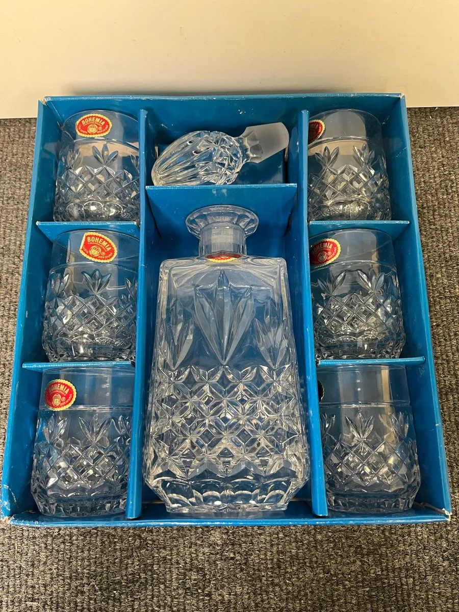 Vintage 7 Piece Whiskey Set Lead Crystal Czech - Image 2