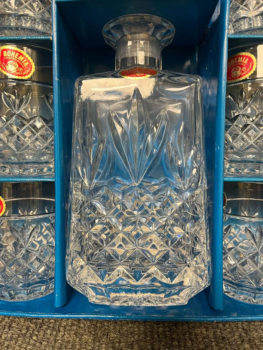 Vintage 7 Piece Whiskey Set Lead Crystal Czech - Image 3