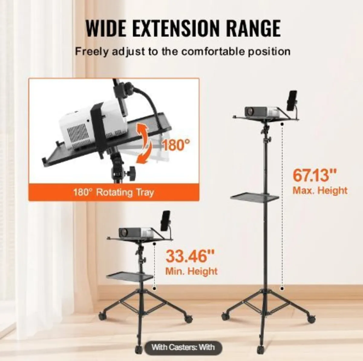 Projector Stand with Wheels, Laptop Stand - Image 2