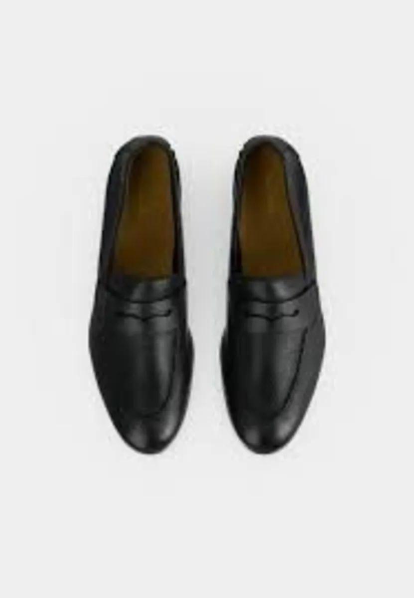 Mens Original Genuine Black Leather Loafer Shoes - Image 3