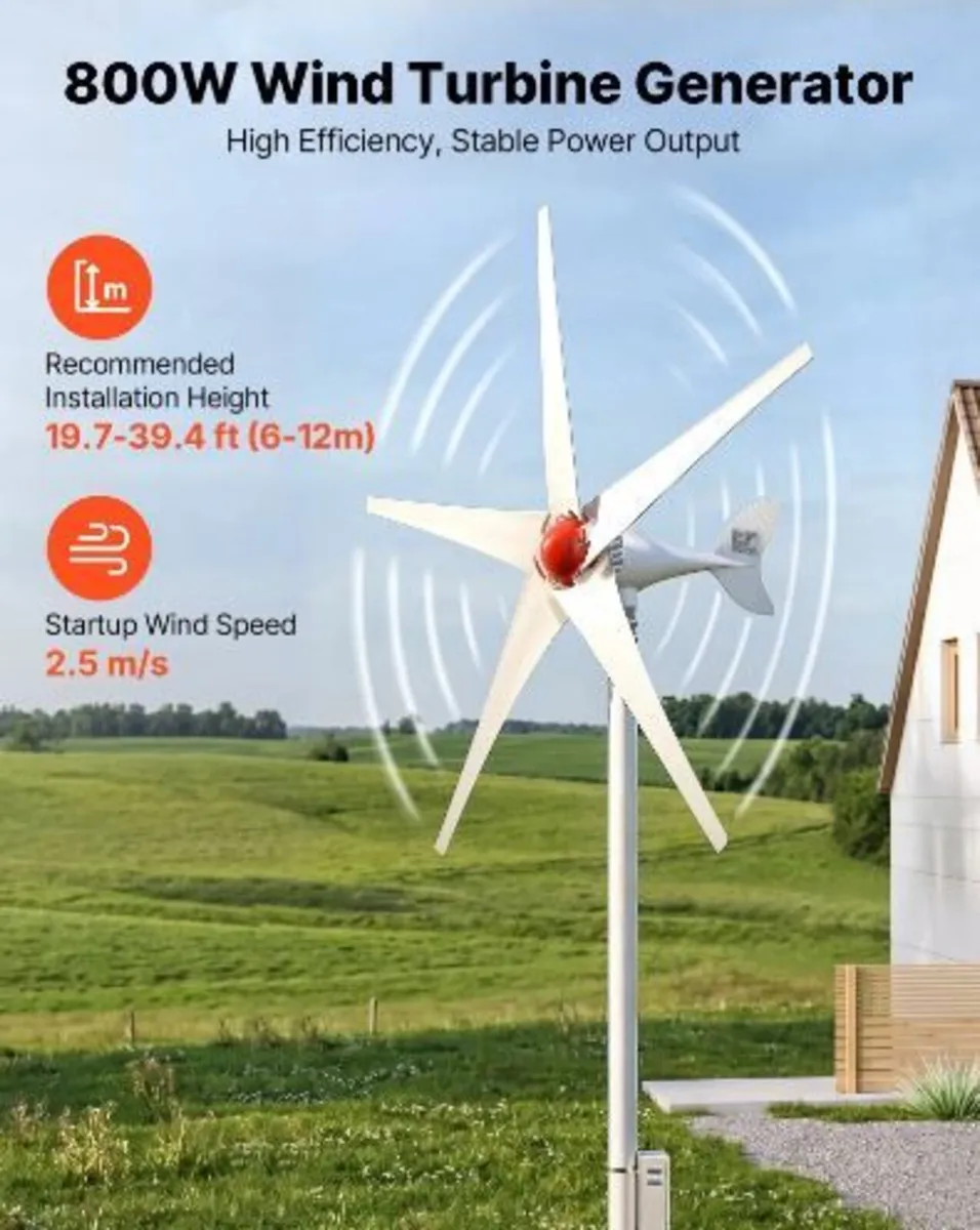 800W 12V Wind Turbine Generator, 5-Blade - Image 1