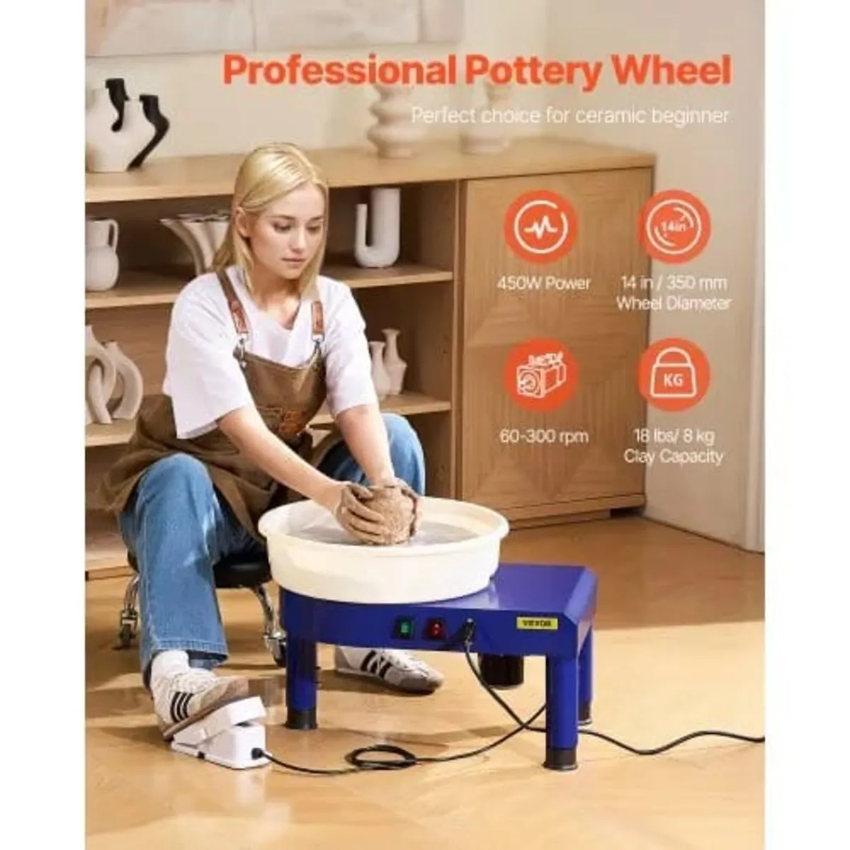 Pottery Wheel, 14 in Ceramic Wheel Forming Machine - Image 2