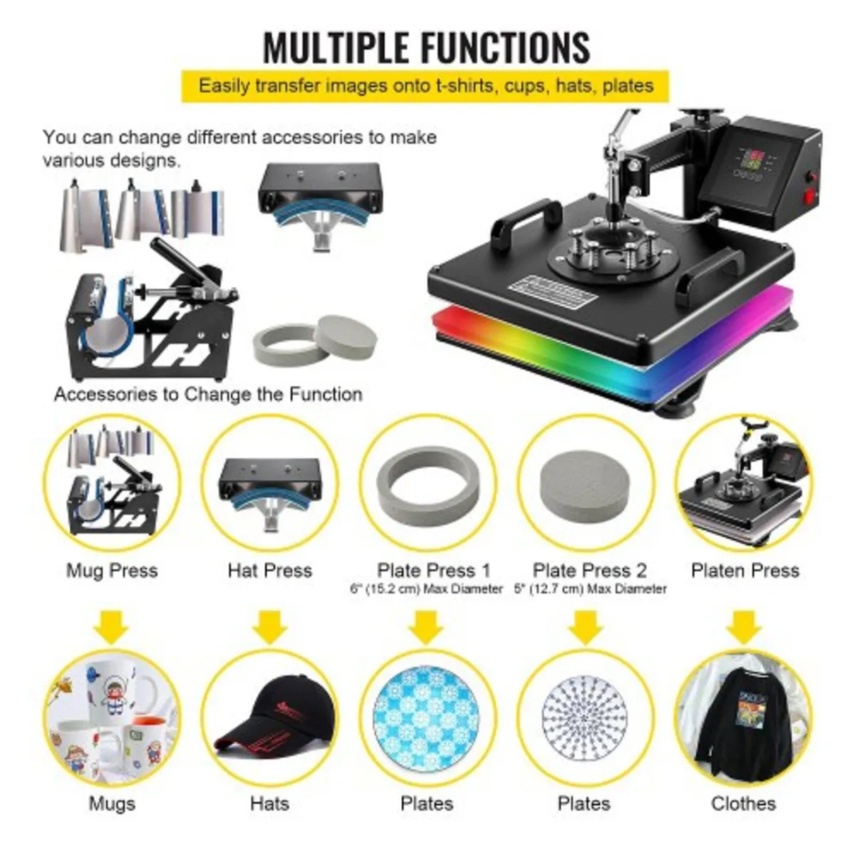 Heat Press 8 in 1 Heat Press Machine 38x38cm Heat - Image 2