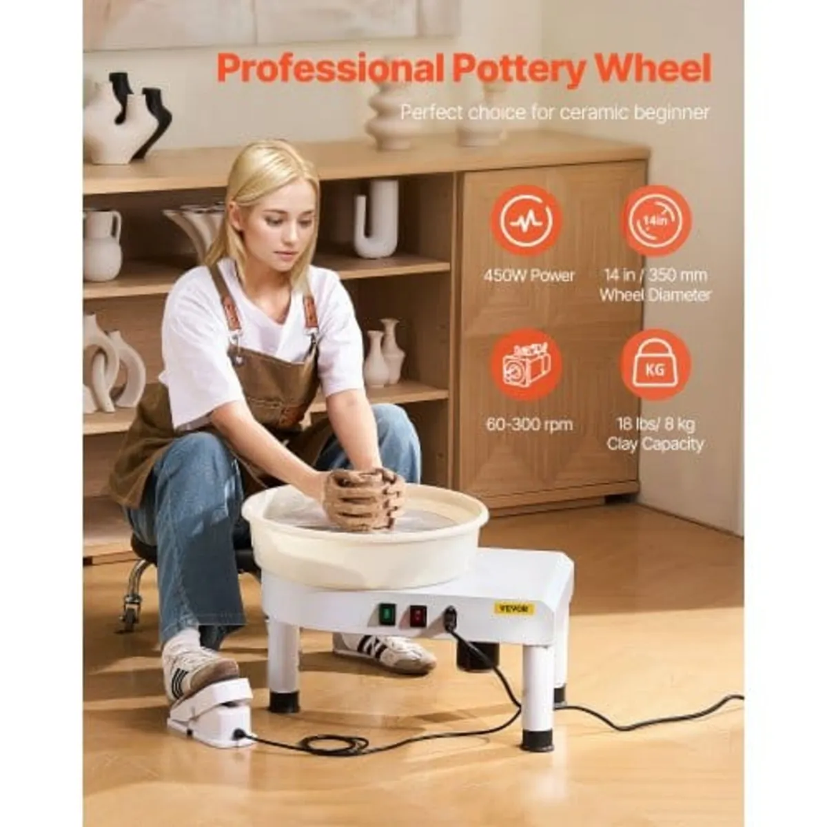 Pottery Wheel, 14 in Ceramic Wheel Forming Machine - Image 3