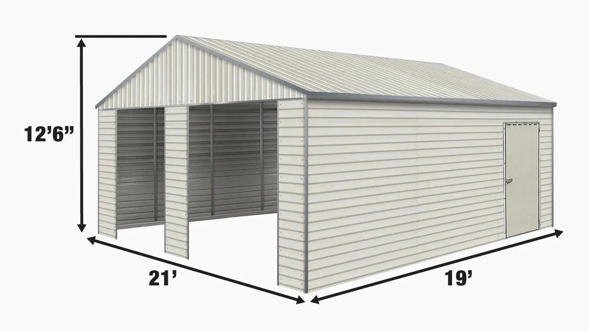 New 19ft x 21ft Metal Shed **Online Auction** - Image 1