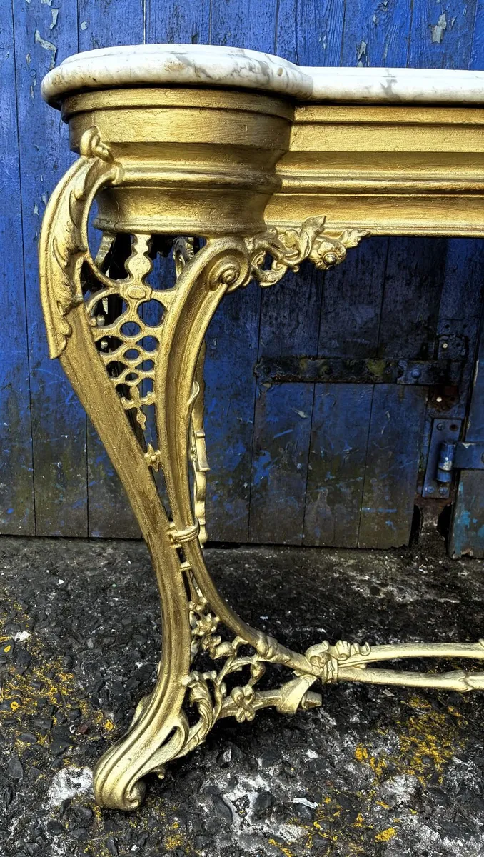 Gold Marble Top Console Table - Image 3