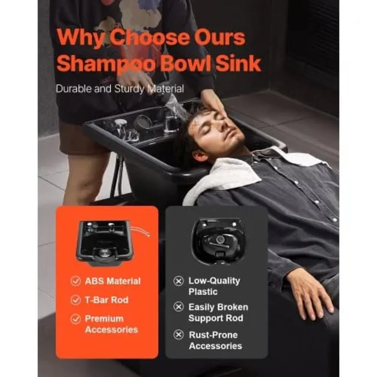 Shampoo Bowl, ABS Plastic Shampoo Sink for Salons - Image 3