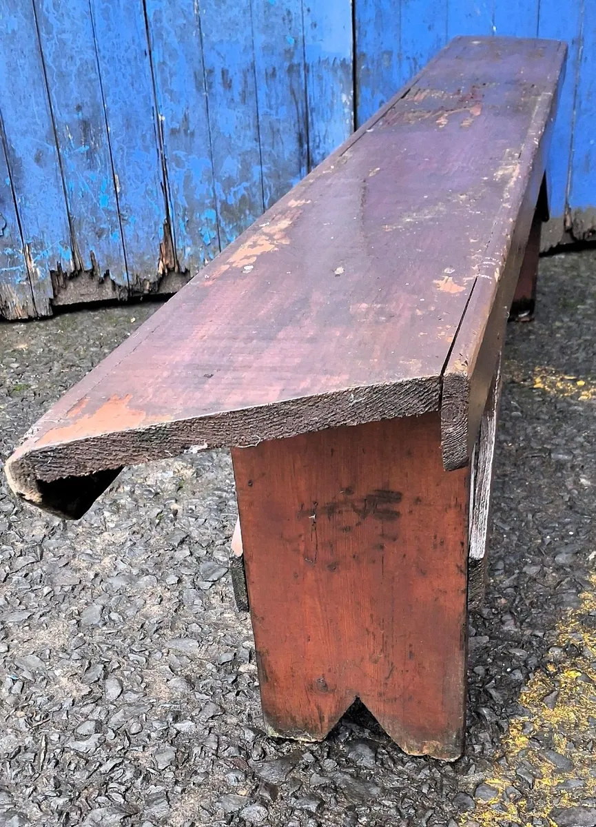 Early 20th C 7ft Pine Bench - Image 3