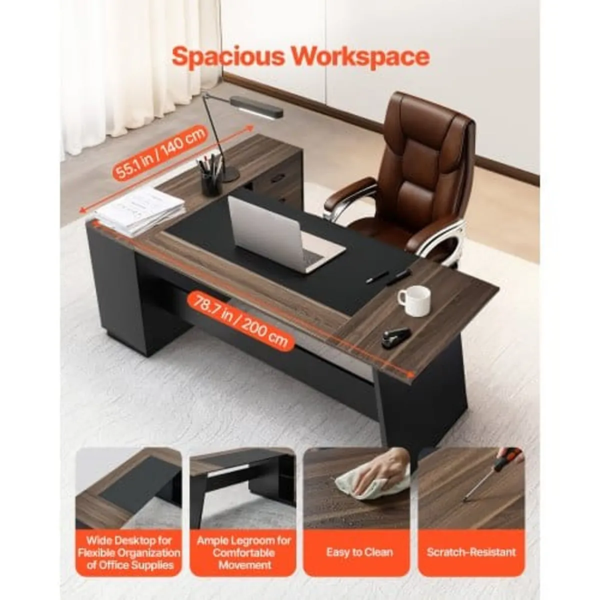 L-Shaped Executive Desk, Large Modern Office Table - Image 4