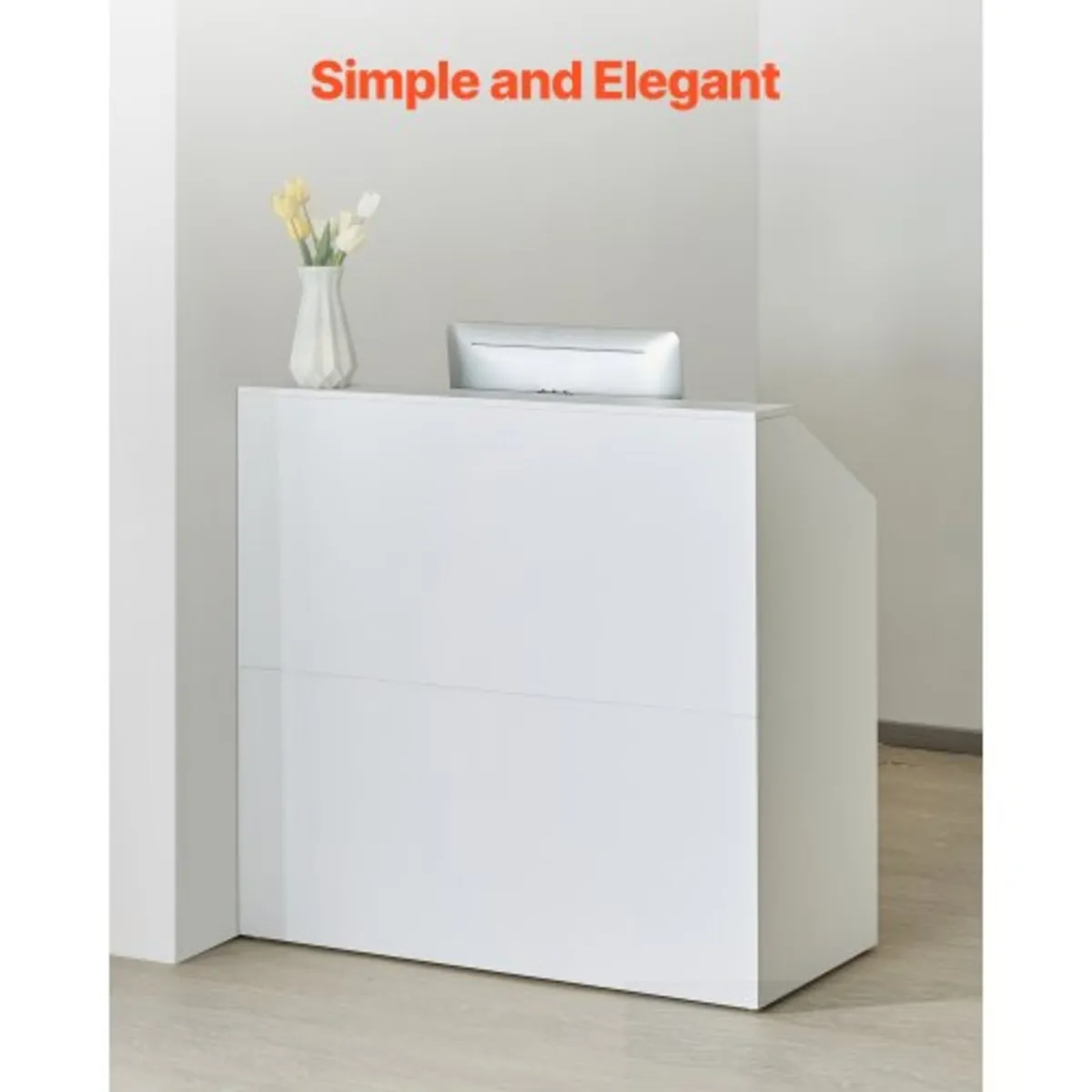 Reception Desk, 46.46 x 19.69 x 43.90 in Rectangul - Image 2