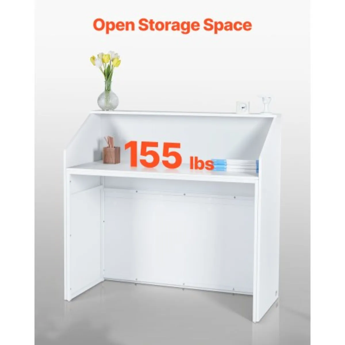 Reception Desk, 46.46 x 19.69 x 43.90 in Rectangul - Image 3