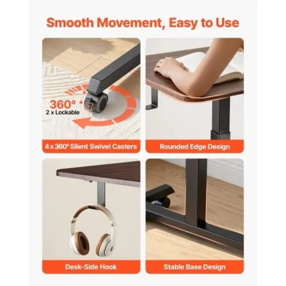 Standing Desk, Adjustable Height Mobile Stand Up D - Image 3
