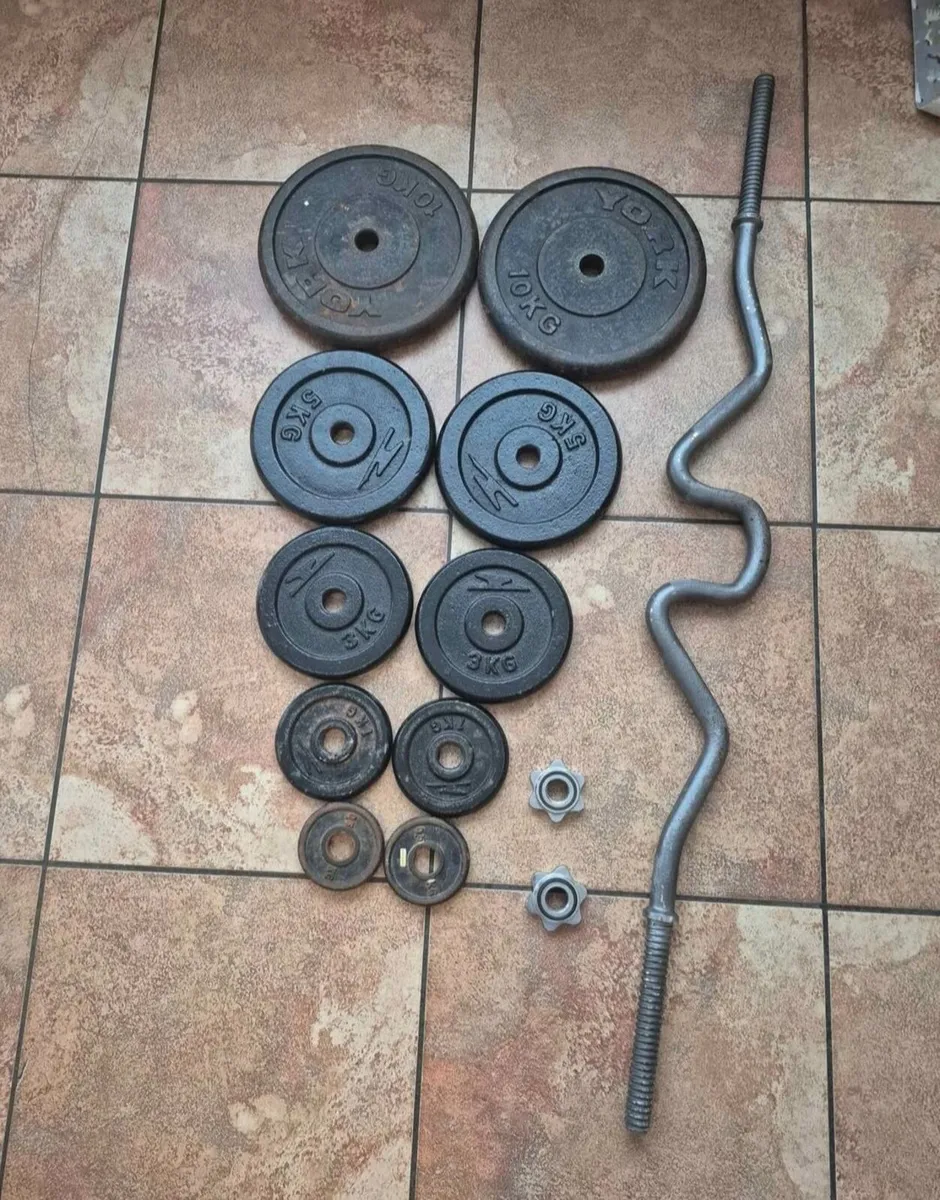 Curl bar heavy & weights plates 40kg