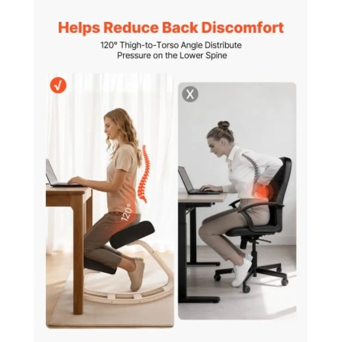 Ergonomic Kneeling Chair, Wooden Posture Knee Chai - Image 2