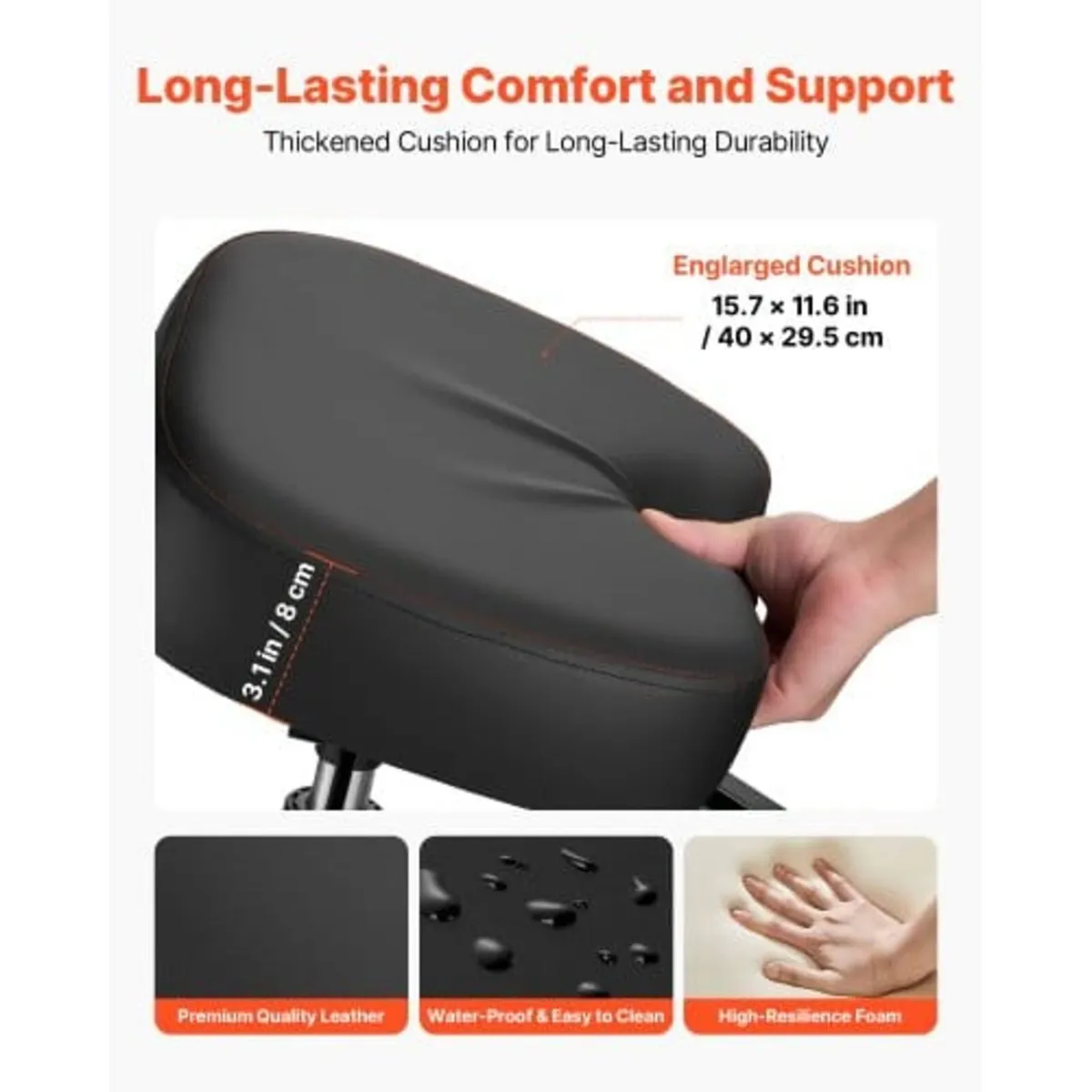 Ergonomic Kneeling Chair with Backrest & Wheels, M - Image 3