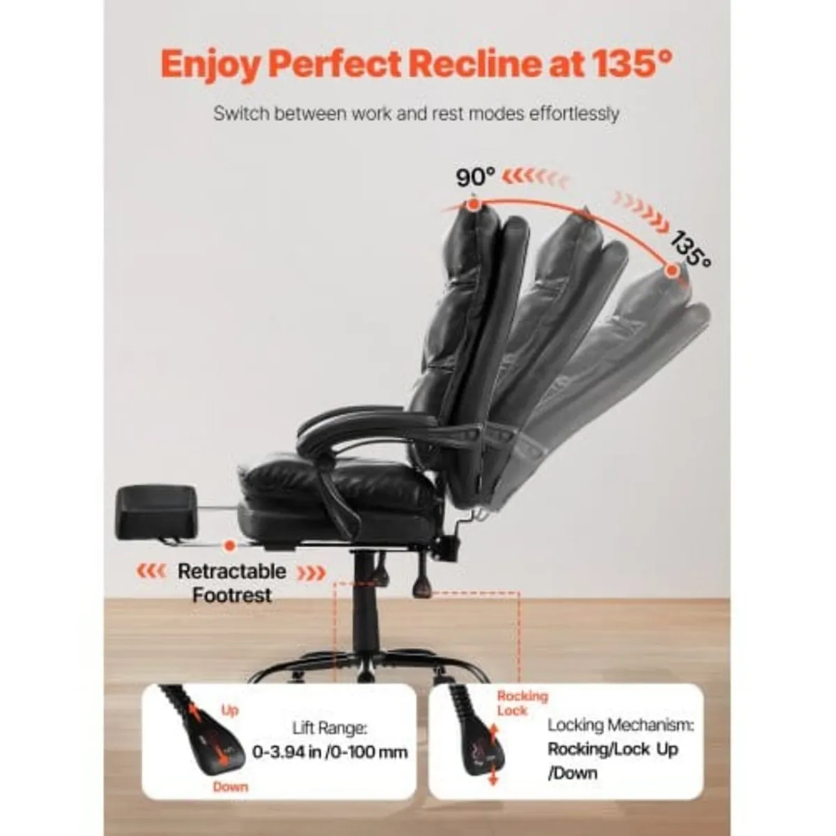 Executive Office Chair, High Back Chair with Footr - Image 3