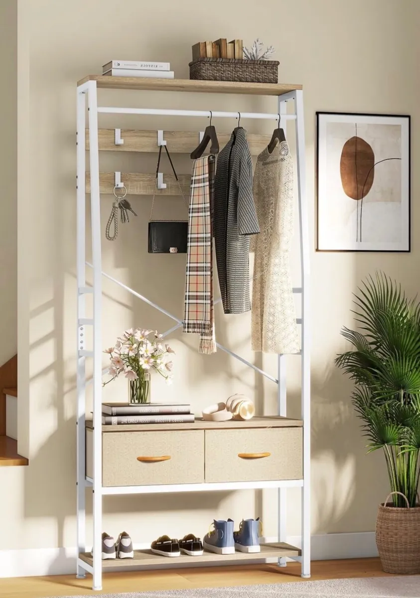 Coat Rack Stand with Shoe Storage - Image 1