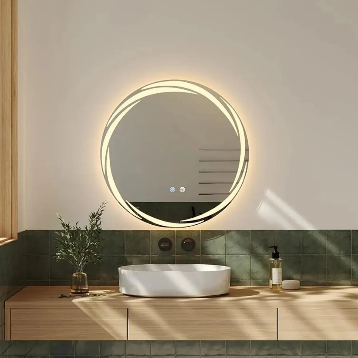60cm Modern Bathroom LED Mirror, Round Bathroom Va - Image 2