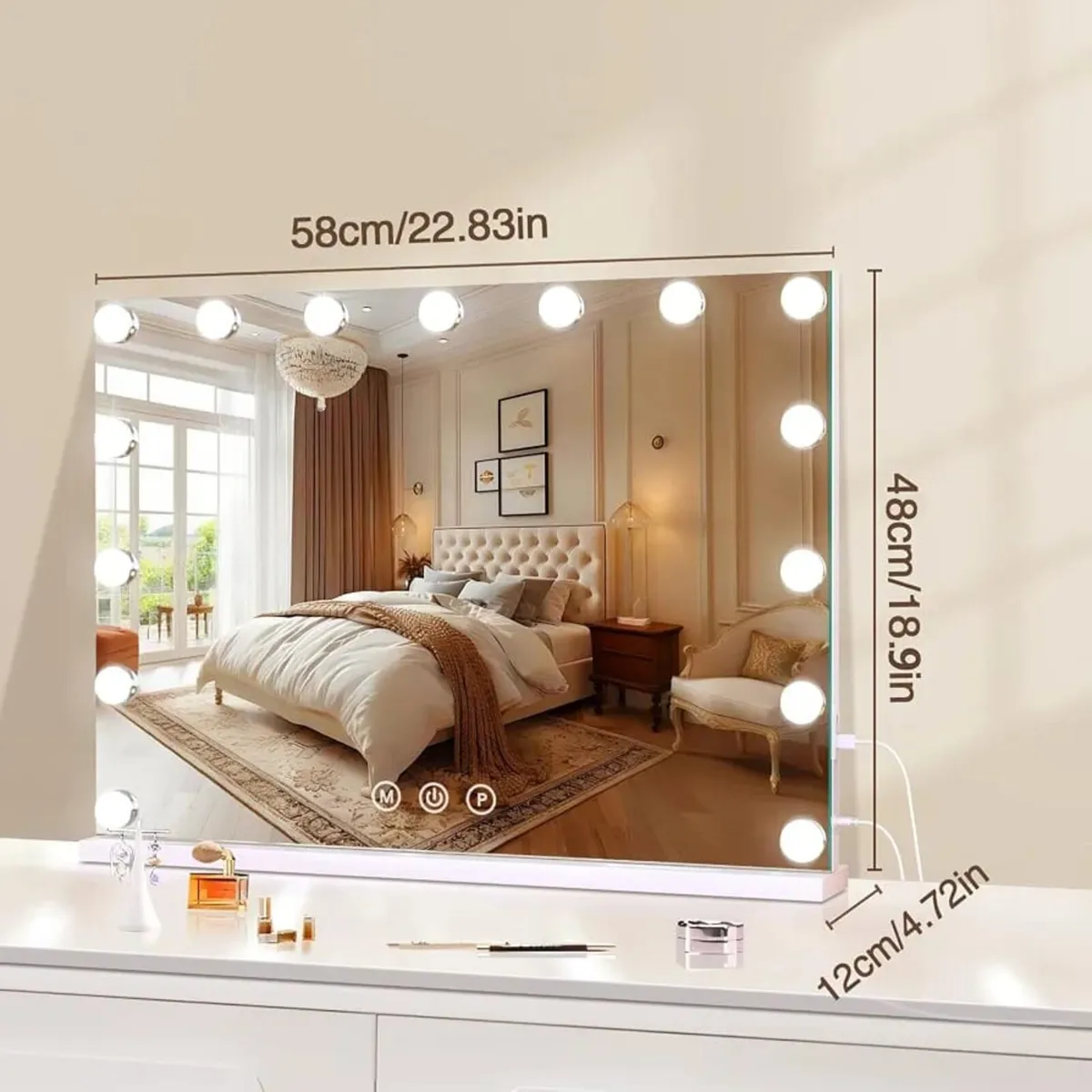 Hollywood Vanity Mirror with Lights, 58 x 48 cm Ma - Image 4