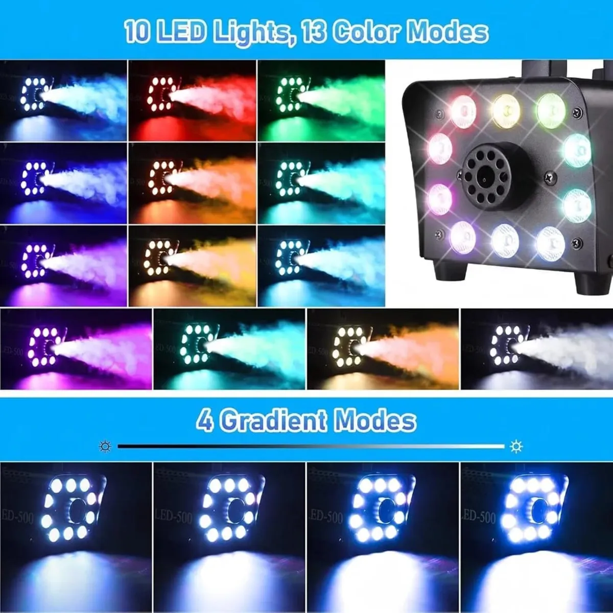 Fog Machine 500W Smoke Machine with 10 RGB LED & W - Image 2