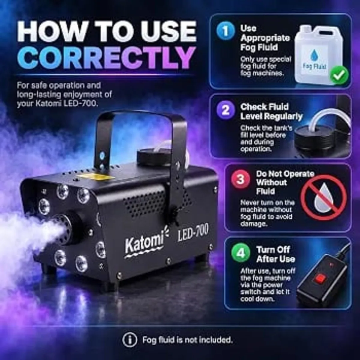 500W Smoke Machine with 13 Colour RGB Effect, 8 LE - Image 3