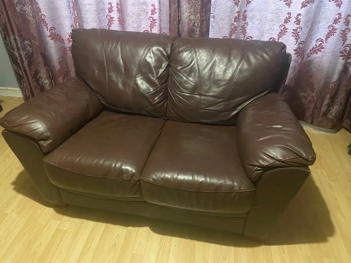 Leather 2 Seat Sofa - Image 1