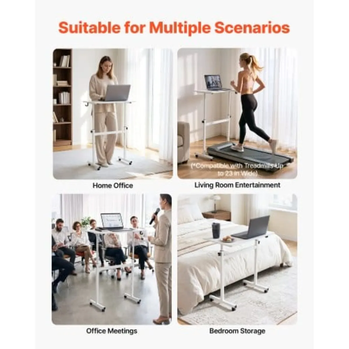 Standing Desk, Adjustable Height Mobile Stand Up D - Image 4