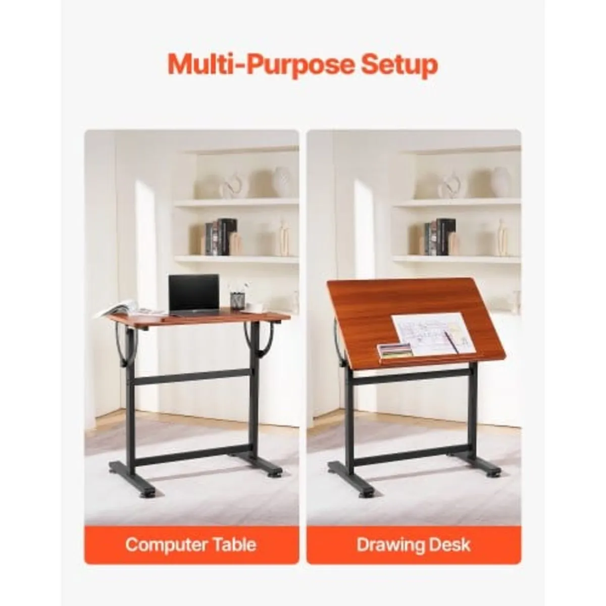 Drafting Table, Adjustable 0°–90° Tilt Drawing Des - Image 3