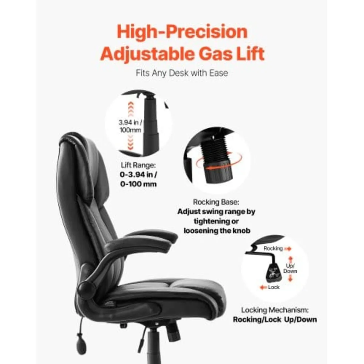Executive Chair, High Back Office Chair with Flip- - Image 4