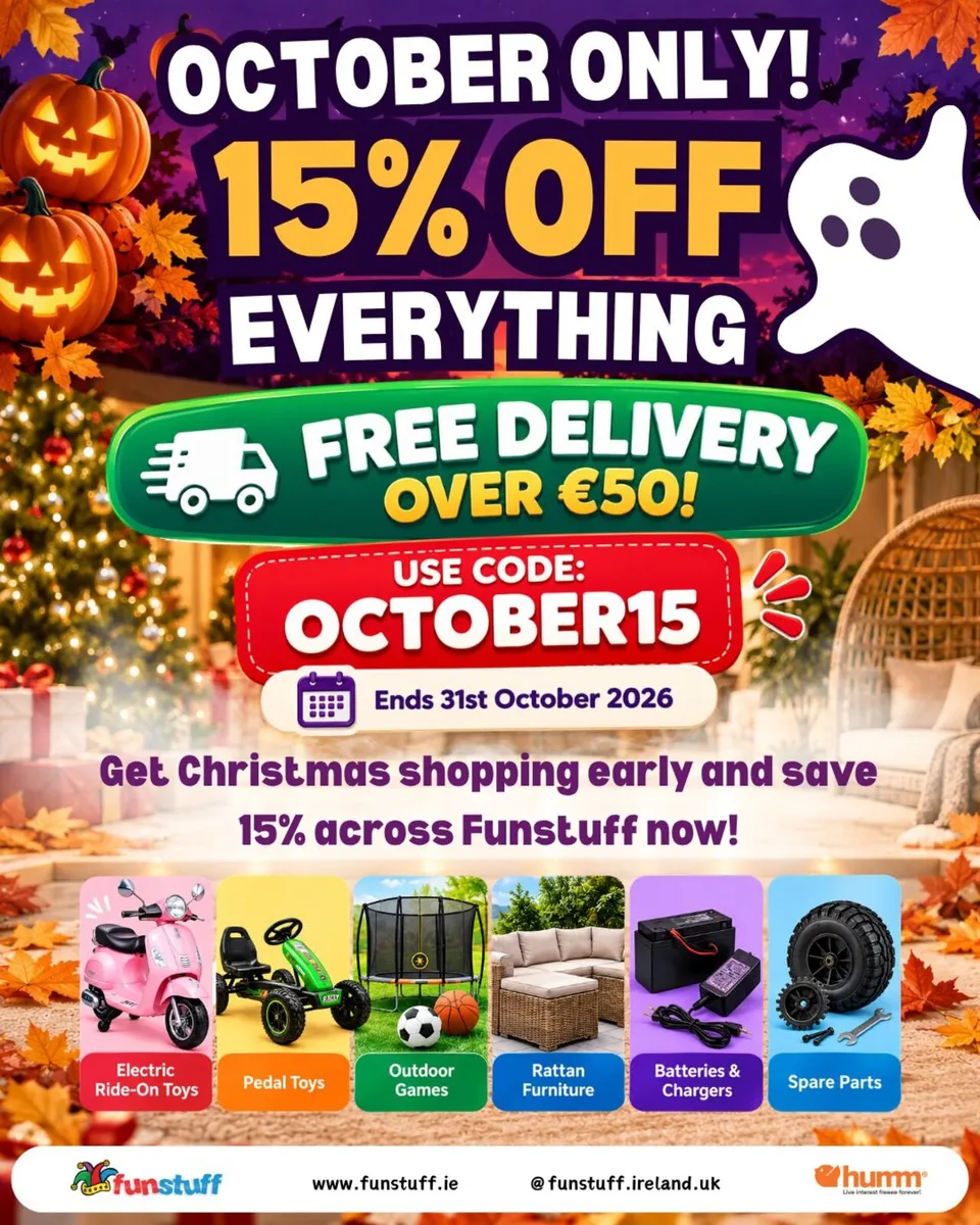 October 15% Off Everything + Free Delivery €50+