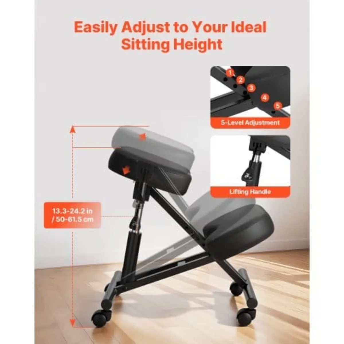 Ergonomic Kneeling Chair with Wheels, Mobile X-Sha - Image 3