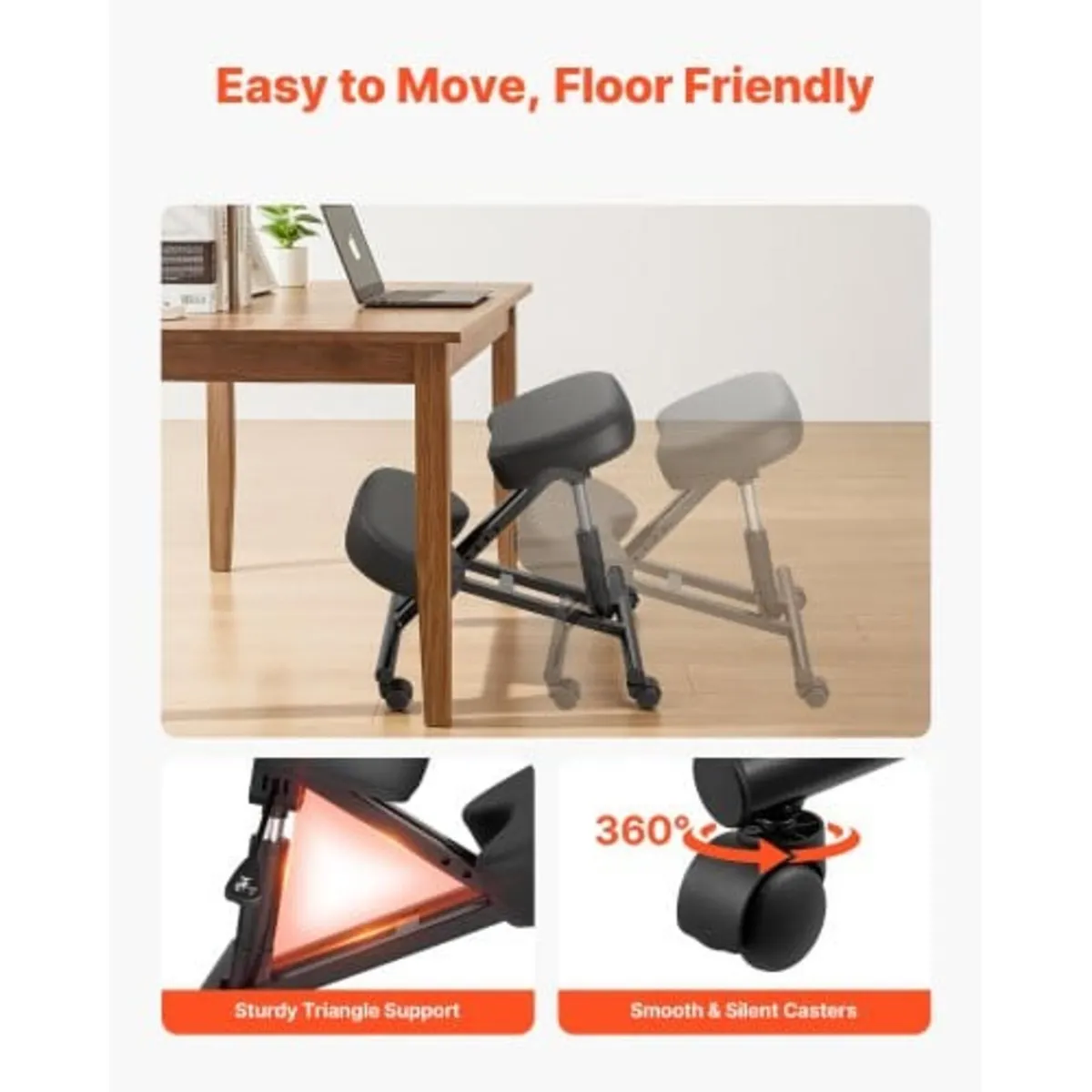 Ergonomic Kneeling Chair with Wheels, Mobile X-Sha - Image 4