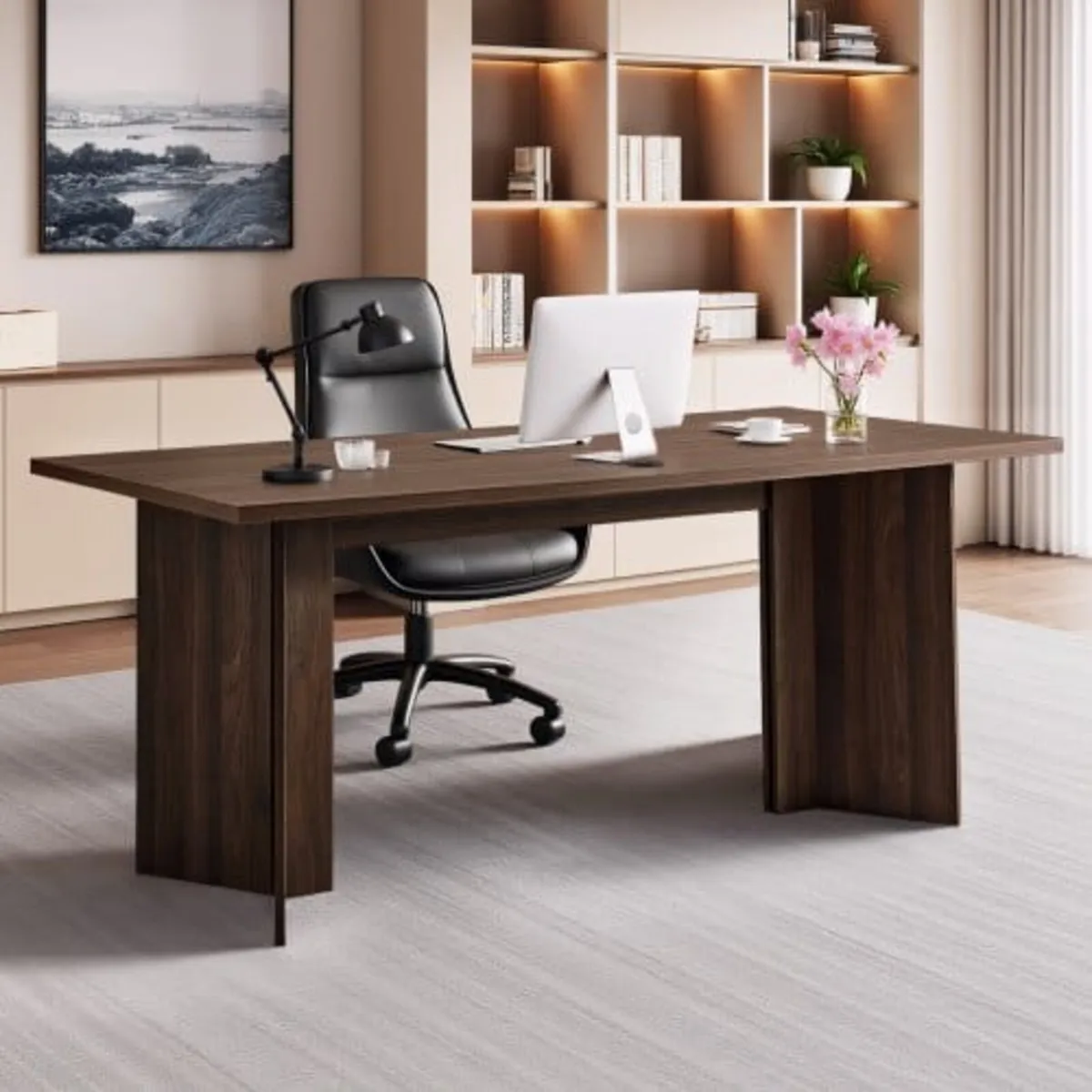 63 in Executive Desk, Large Modern Rectangle Offic - Image 1