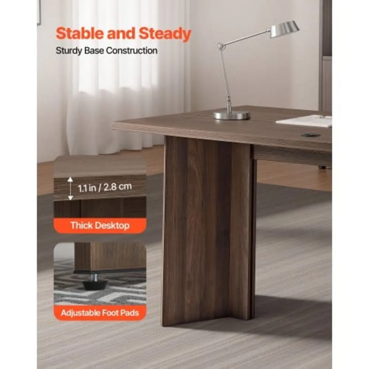 63 in Executive Desk, Large Modern Rectangle Offic - Image 3