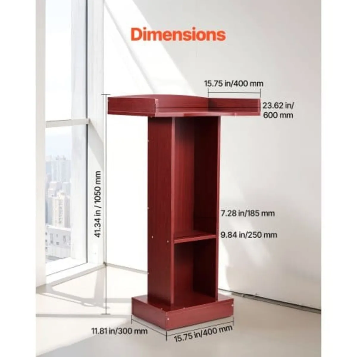 Podium Stand, 1040 mm Wooden Lectern, Laptop Desk - Image 2