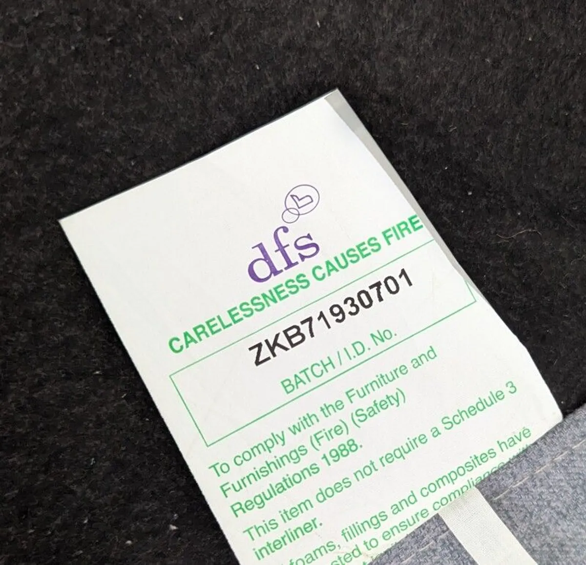 DFS blue-grey fabric sofa - button back detail - Image 2