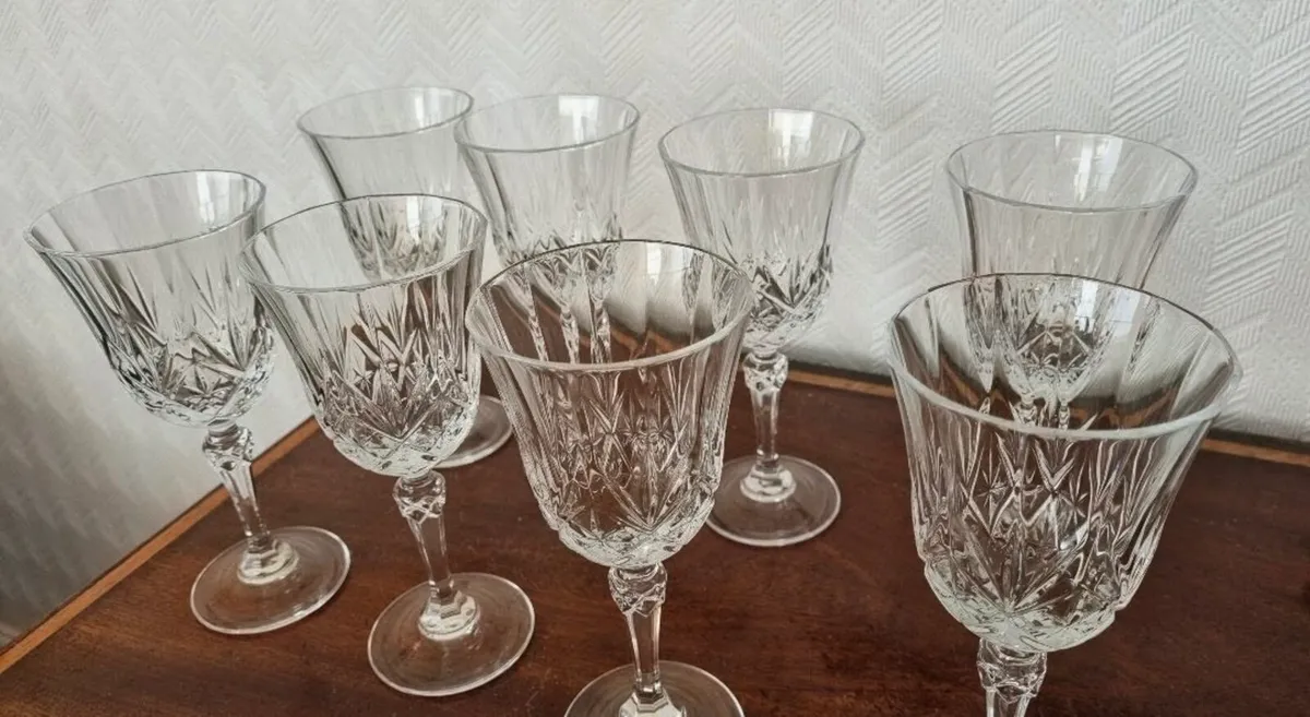 Vintage Crystal Wine Glasses - Image 2