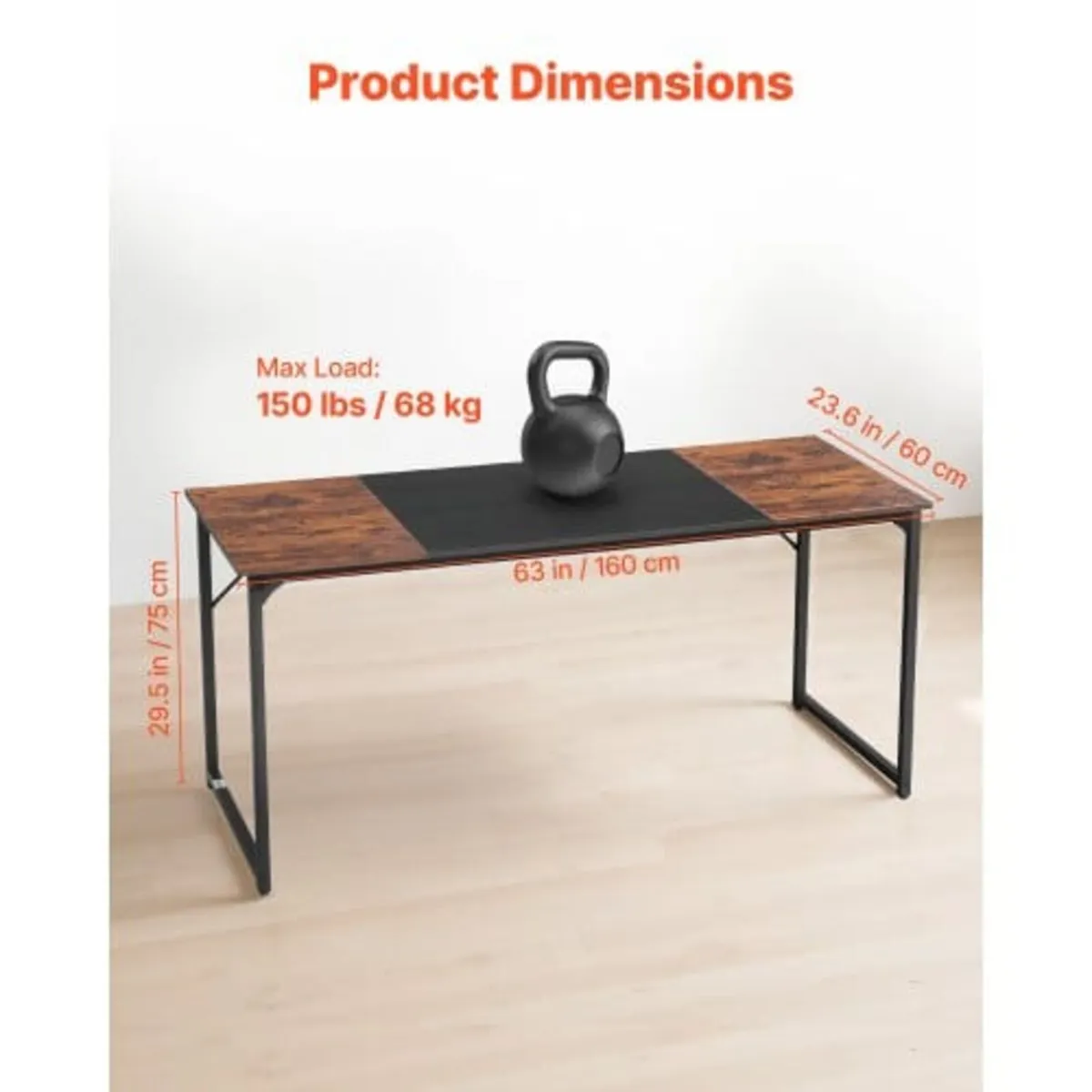 Computer Desk, 160 cm Office Gaming Desk for Home - Image 2