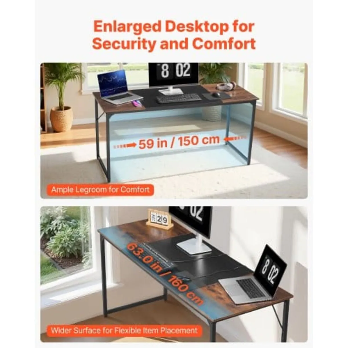Computer Desk, 160 cm Office Gaming Desk for Home - Image 3