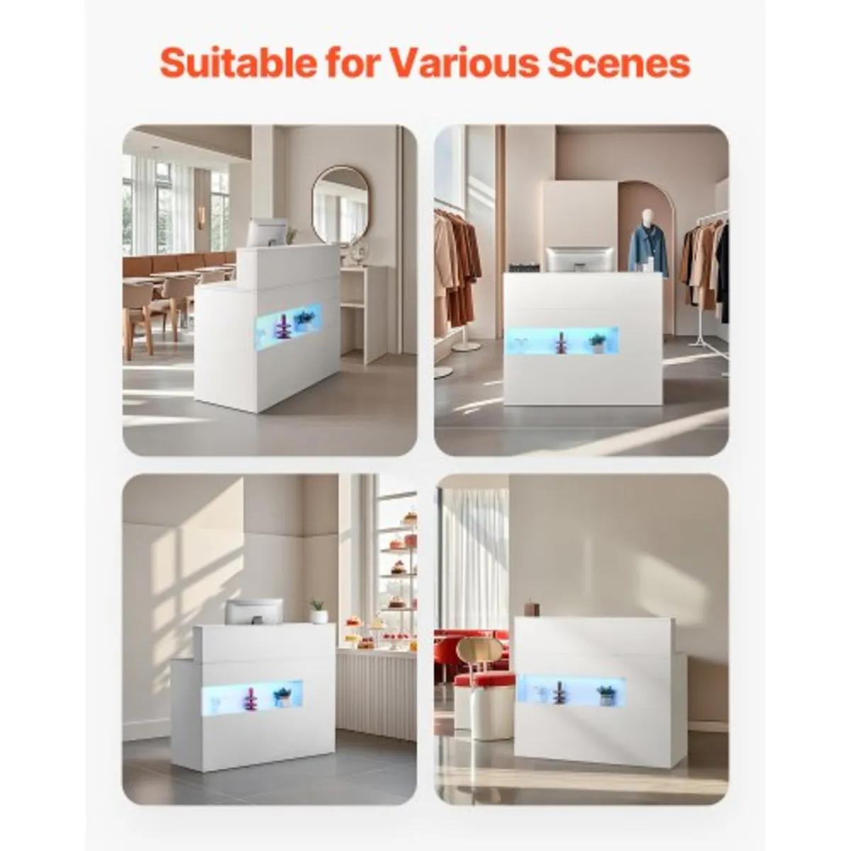 Reception Desk, 47.24 x 18.7 x 39.37 in Rectangula - Image 3