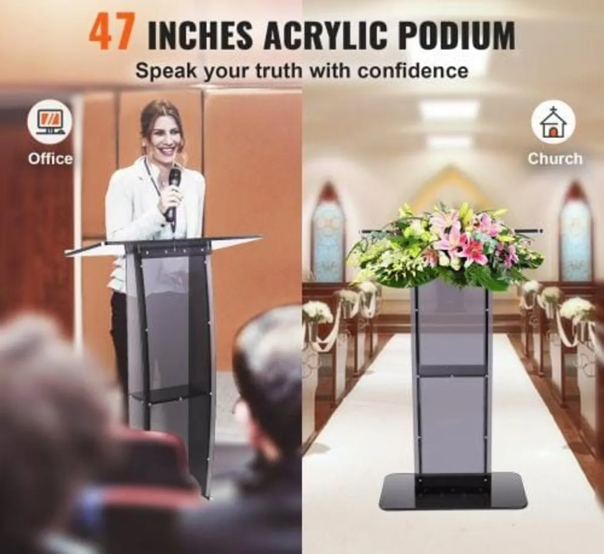 Acrylic Podium, 119 cm Tall, Acrylic Podium Stand - Image 4