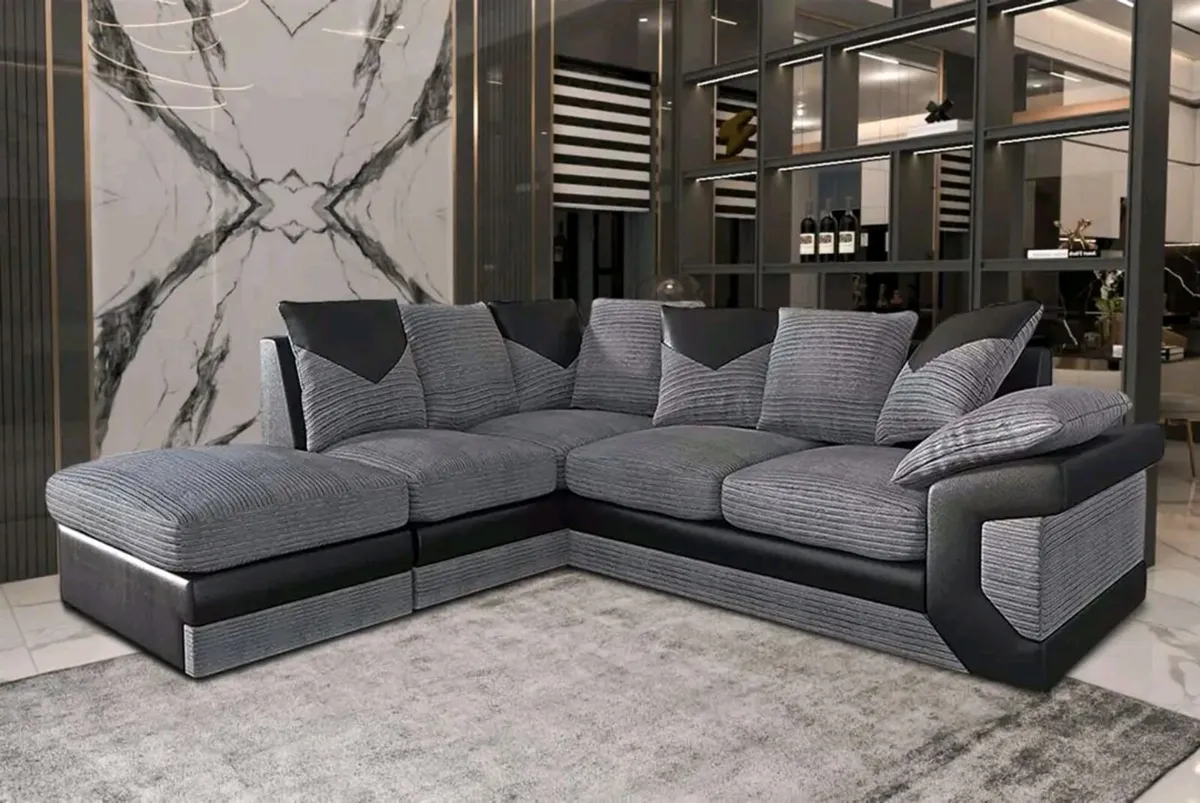Dino L Shaped Jumbo Cord Fabric Sofa - Image 1