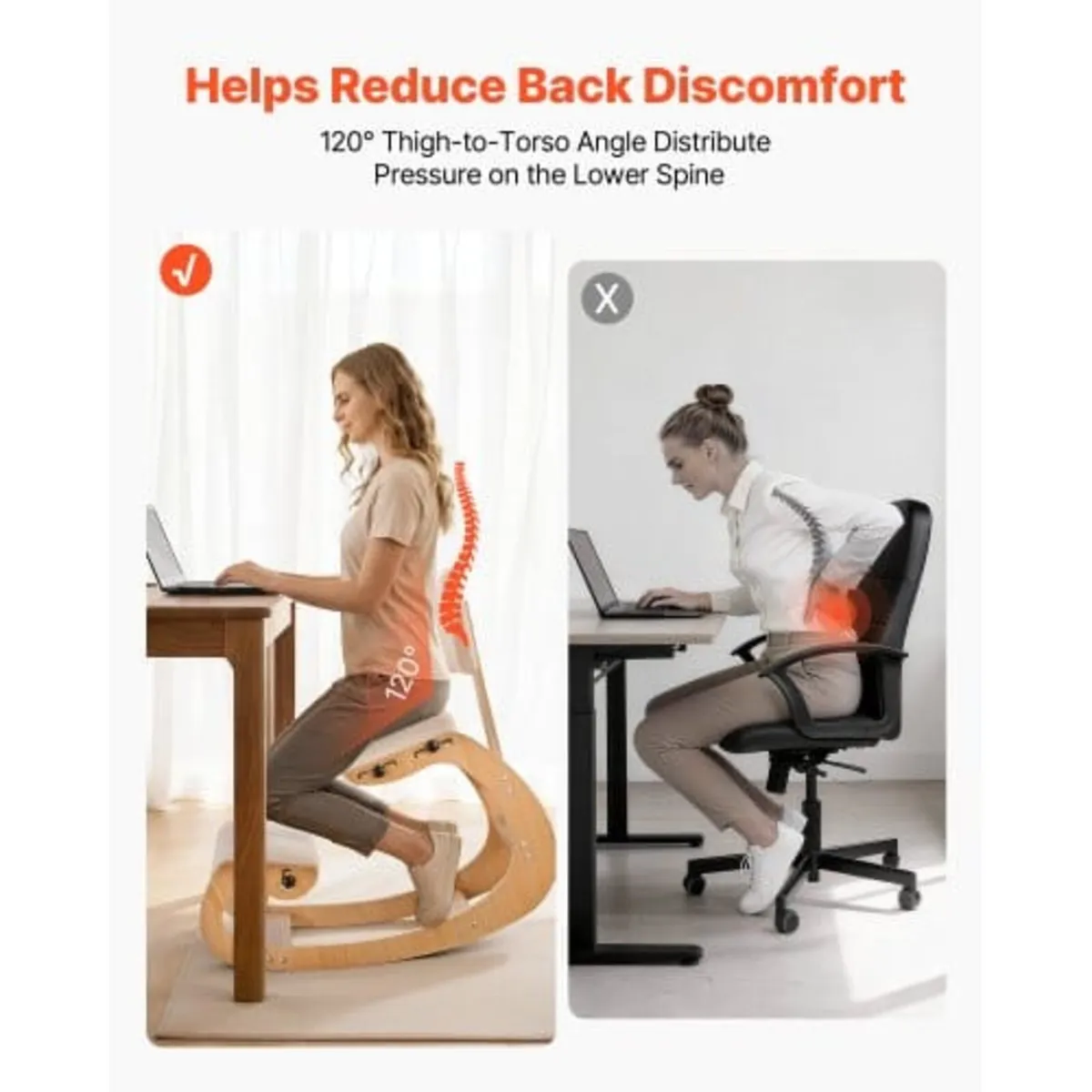 Ergonomic Kneeling Chair, Wooden Posture Knee Chai - Image 2