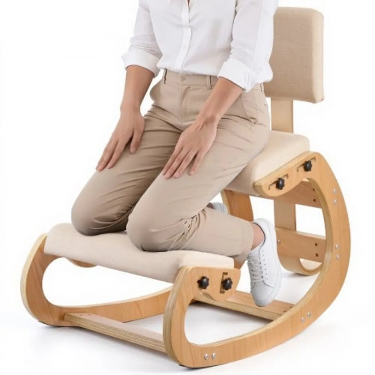 Ergonomic Kneeling Chair, Wooden Posture Knee Chai - Image 1