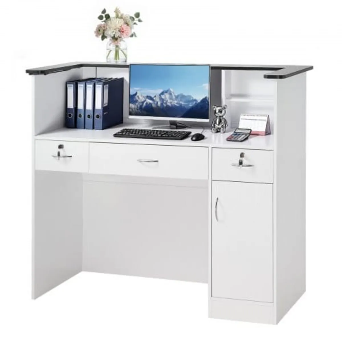 Reception Desk, 127.5cm Rectangular Front Counter - Image 1