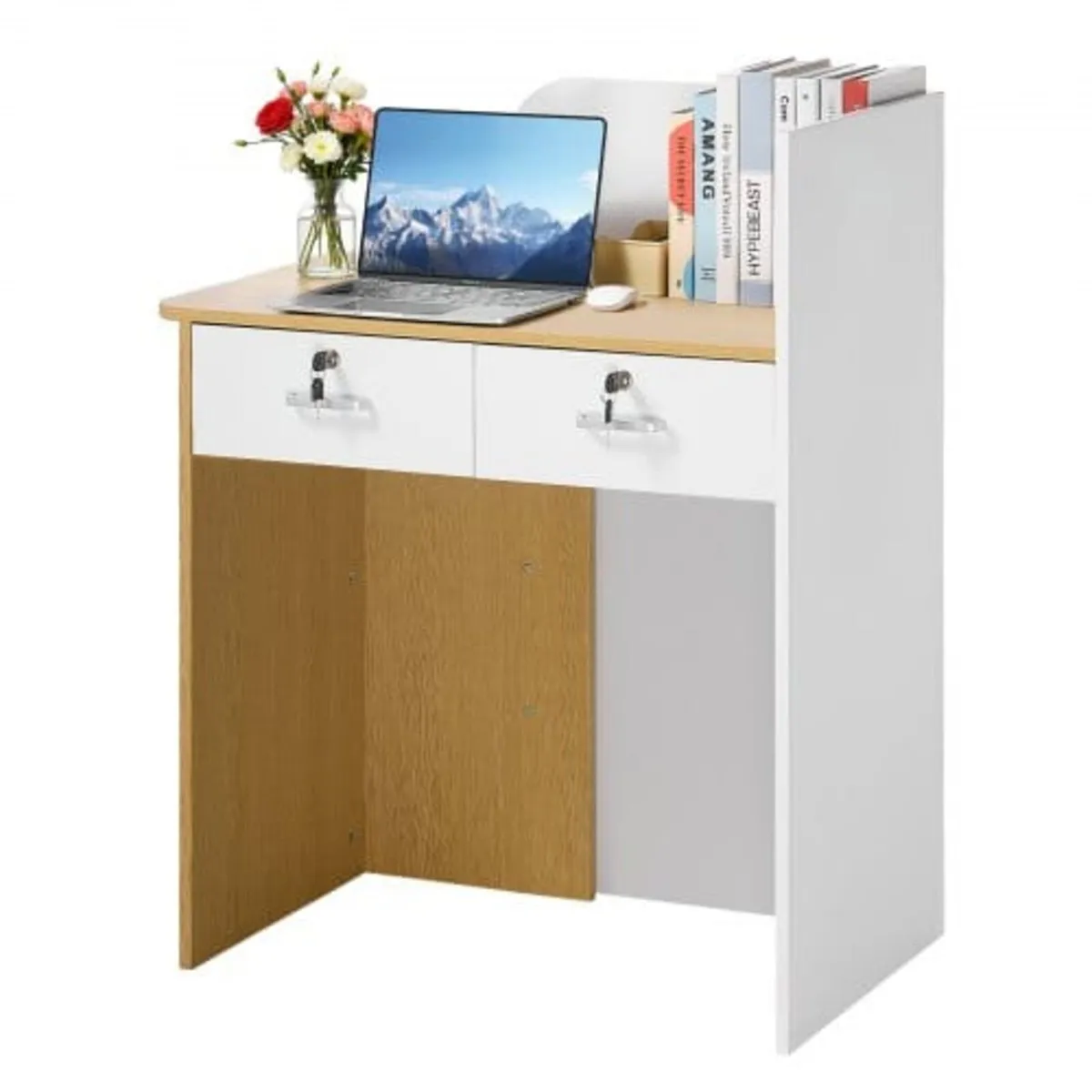 Reception Desk, 80 cm Rectangular Front Counter Ta - Image 1