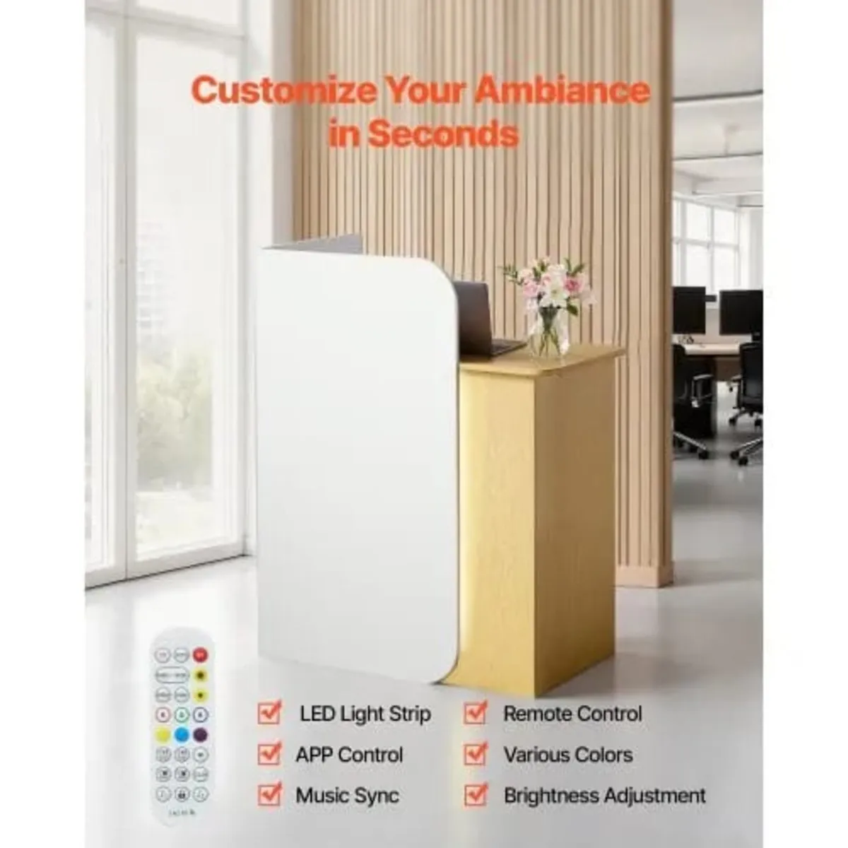 Reception Desk, 80 cm Rectangular Front Counter Ta - Image 4