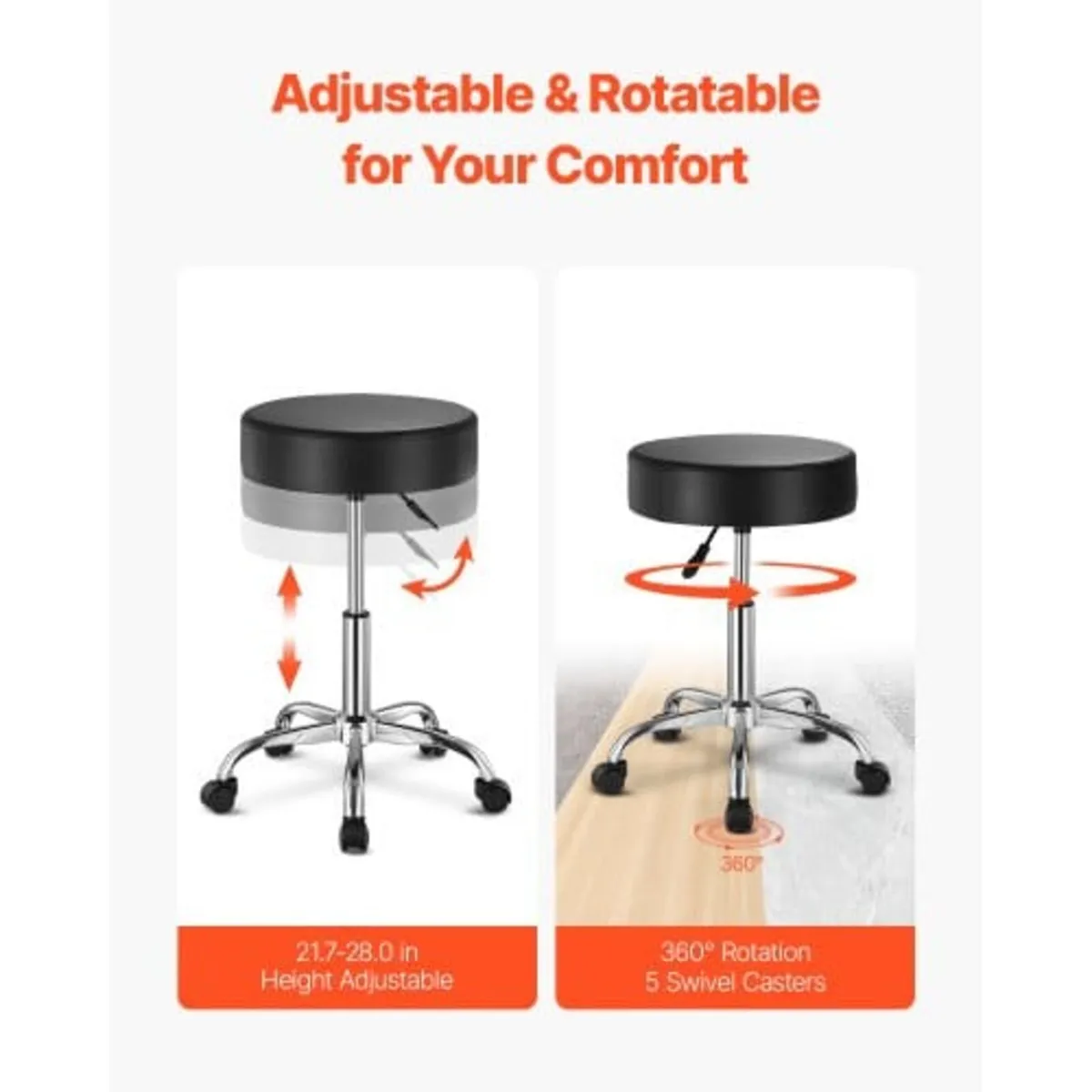 Rolling Stool with Wheels, 450 LBS Weight Capacity - Image 2