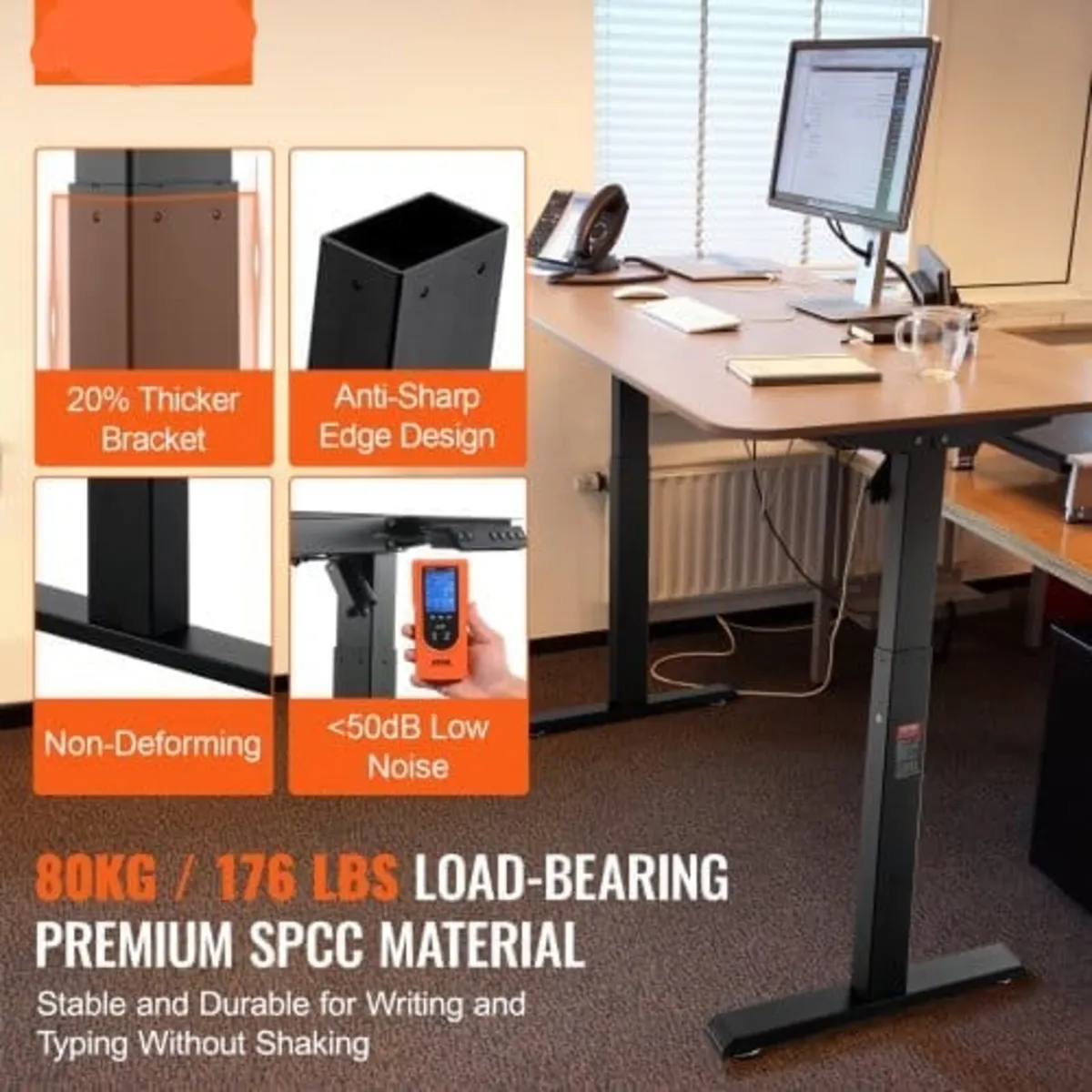 Standing Desk Frame, Adjustable 70-117 cm Height & - Image 2
